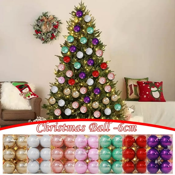 Christmas Ball Ornaments 12 Pcs - 2 inch Large Shatterproof Christmas Balls, Cute Glossy Decorations Indoor, Classic Holiday Party Hanging Ornaments for Xmas Tree, Wreath, Vines, White
