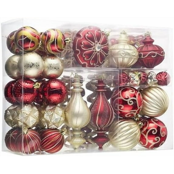 Christmas Ball Ornaments, 120ct Burgundy and Gold Shatterproof Christmas Tree Decorations Set, Luxury Hanging Ornaments for Xmas Trees Bulk Holiday Decor