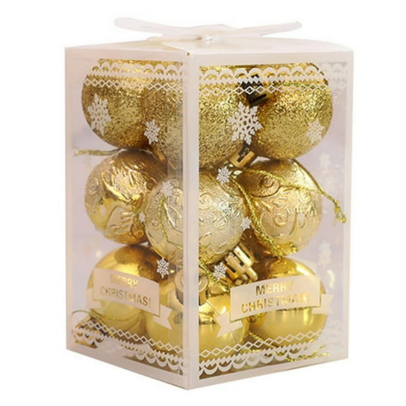 Christmas Ball Ornaments - 12PCS Gold Plastic Christmas Balls Christmas Hanging Baubles Set for Xmas Tree Decorations (1.57" in Dia)