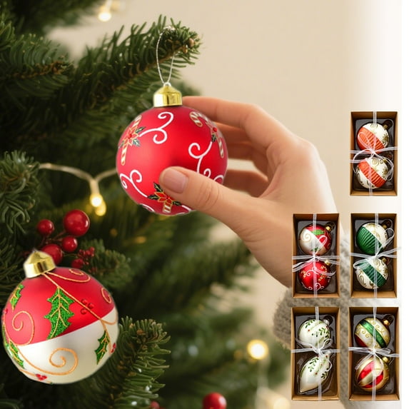 Christmas Ball Ornaments 2 Pcs - 3 inch Large Shatterproof Christmas Balls, Shiny Colorful Decorations Indoor, Aesthetic Holiday Party Hanging Ornaments for Xmas Tree, Wreath, Vines, Gold