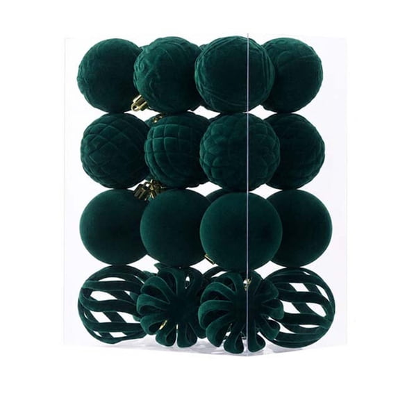 Christmas Ball Ornaments 24-Pack Flocked Velvet Balls, Shatterproof Christmas Decorations for Tree Wreath Fireplace Window Display by OVFUIZ
