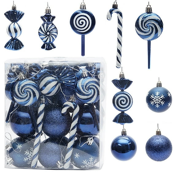 Christmas Ball Ornaments 36PCS for Christmas Decorations, Xmas Tree Shatterproof Candy Shape Ornaments with Hanging Lollipop for Holiday, Wreath and Party Decorations