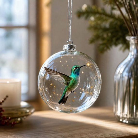 Christmas Ball Ornaments, 3D Bird Spherical Hanging Decor, Christmas Tree Decoration for Home Party