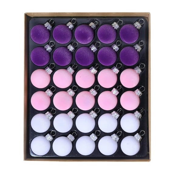 Christmas Ball Ornaments 3cm 30pcs – Flocked Mini Christmas Tree Decorations with Hooks & Strings – Shatterproof Holiday Baubles for Xmas Tree, Wreaths, Walls & Home Decor