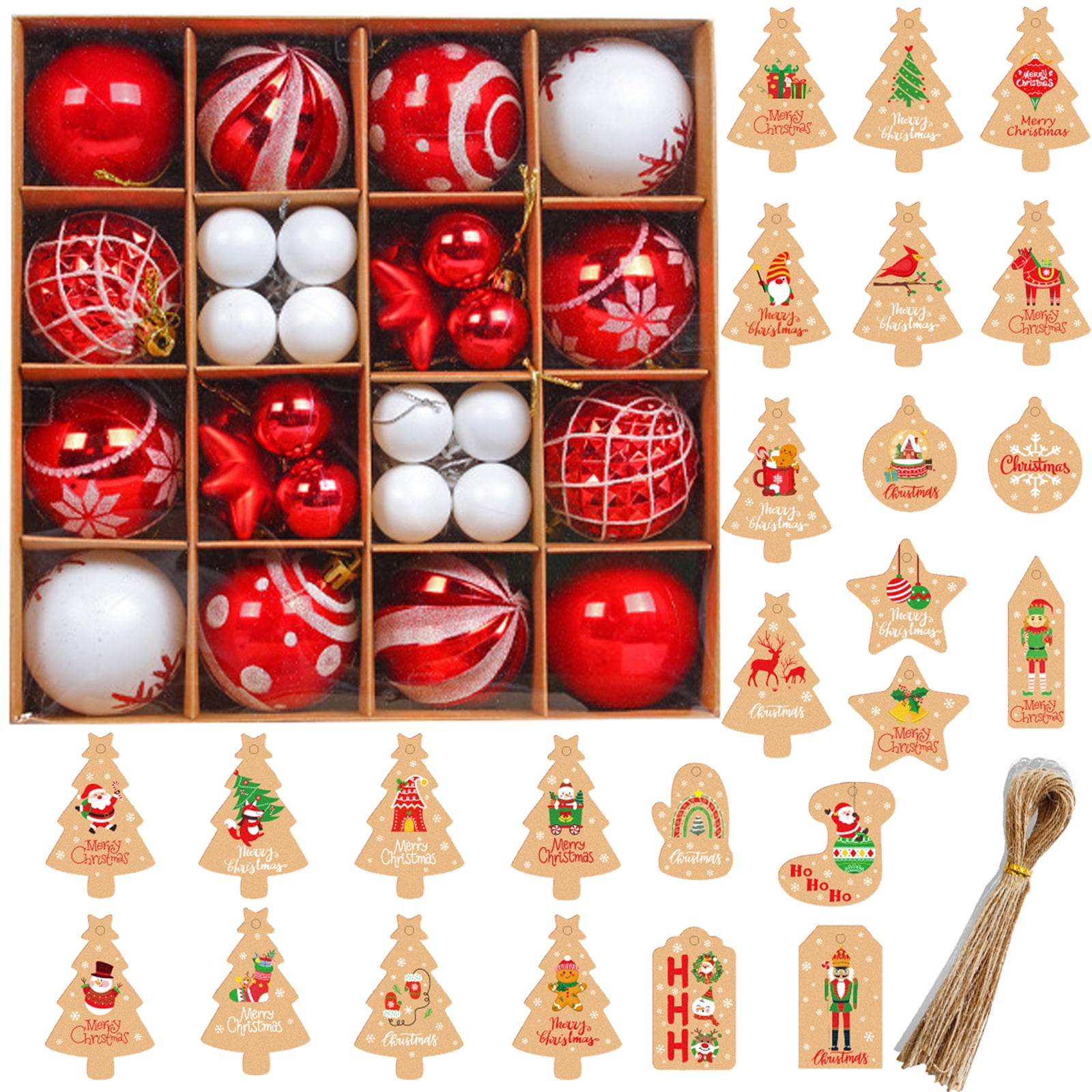 Christmas Ball Ornaments 42 Pcs Red and White Christmas Ornaments