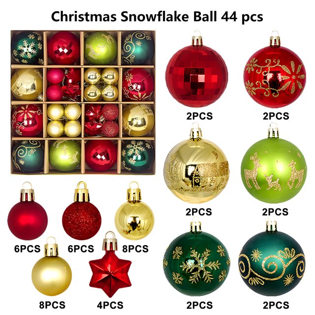 Christmas Ball Ornaments 44 Pieces Christmas Ball Tree Shatterproof Decorations with Hanging