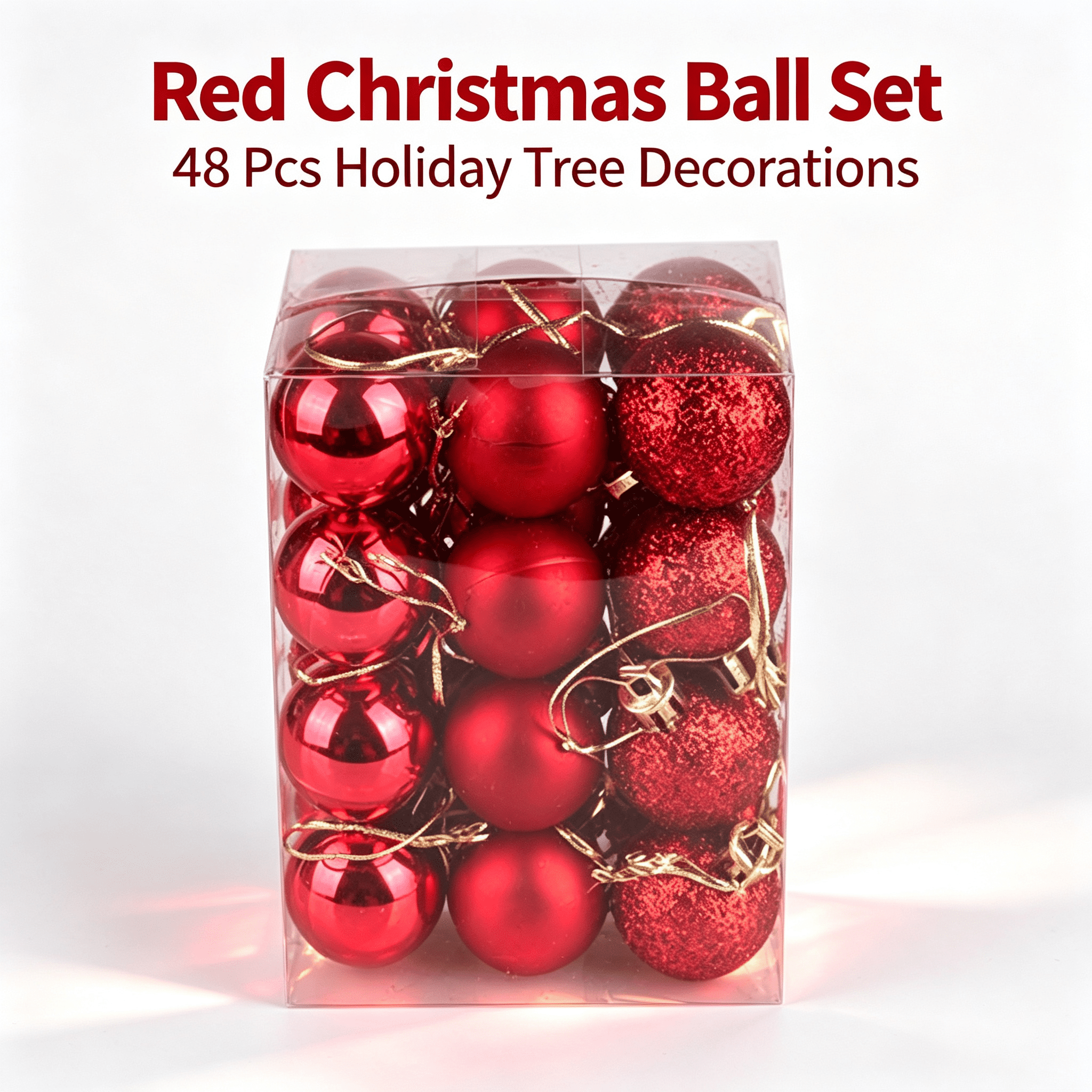 Christmas Ball Ornaments 48 Pcs Classic Shatterproof Set, Lightweight Glitter Hanging Decor for Xmas Tree Home Party Holiday by MPOISVA