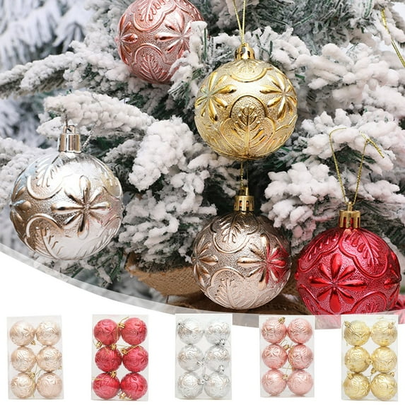 Christmas Ball Ornaments 6 Pcs - 2 inch Large Shatterproof Christmas Balls, Aesthetic Decorations Indoor, Textured Holiday Party Hanging Ornaments for Xmas Tree, Wreath, Vines, Multicolor