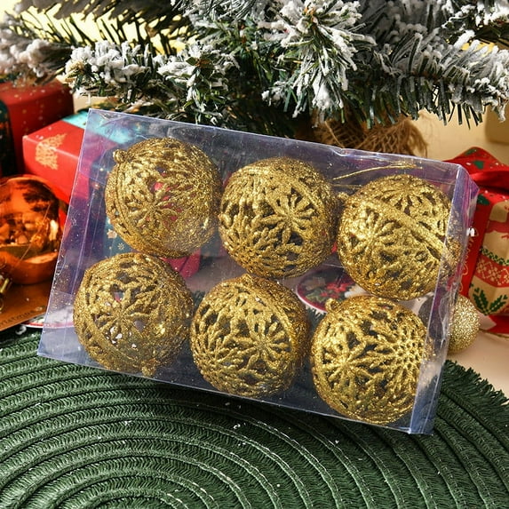 Christmas Ball Ornaments 6 Pcs - 2 inch Large Shatterproof Christmas Balls, Hollow Decorations Indoor, Aesthetic Holiday Party Hanging Ornaments for Xmas Tree, Wreath, Vines, White
