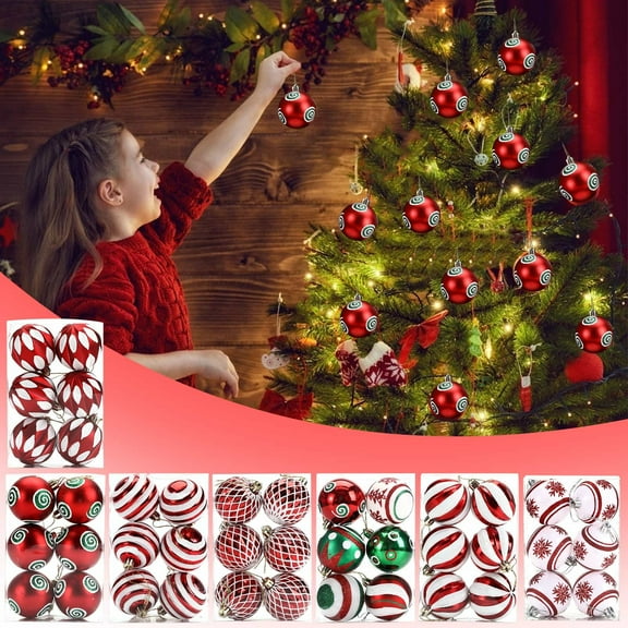 Christmas Ball Ornaments 6 Pcs - 2 inch Large Shatterproof Christmas Balls, Matte Decorations Indoor, Premium Holiday Party Hanging Ornaments for Xmas Tree, Wreath, Vines, Multicolor