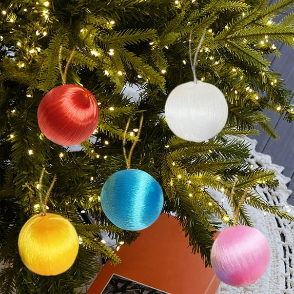 Christmas Ball Ornaments 6 Pcs - 2 inch Large Shatterproof Christmas Balls, Silk Thread Surface Decorations Indoor, Elegant Holiday Party Hanging Ornaments for Xmas Tree, Wreath, Vines, Multicolor