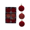 thumbnail image 1 of Christmas Ball Ornaments, 6 Piece Burgundy Flocked Set, Christmas Tree Decor for Holiday Parties, 1 of 6