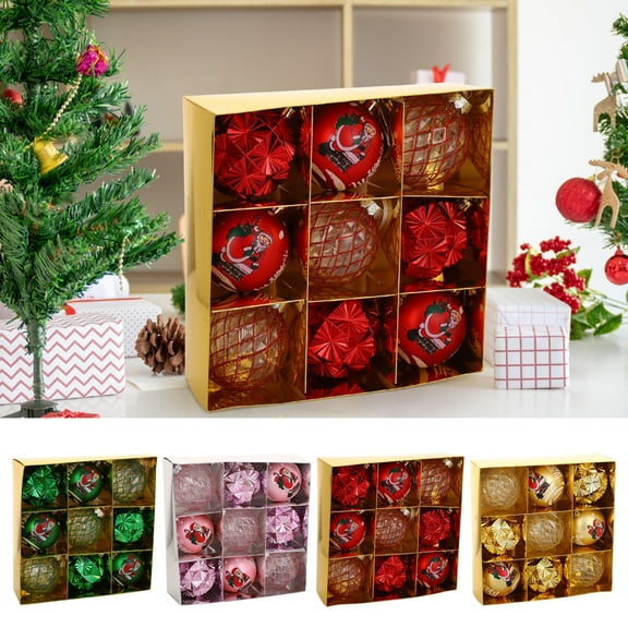 Christmas Ball Ornaments 9 Pcs - 3 inch Large Shatterproof Christmas Balls, Color Painted Decorations Indoor, Exquisite Holiday Party Hanging Ornaments for Xmas Tree, Wreath, Vines, Red