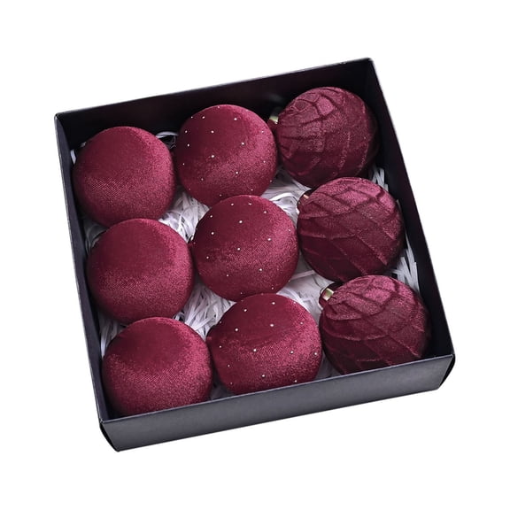 Christmas Ball Ornaments – 9-Piece Painted Hanging Baubles in Assorted Styles & Colors – Holiday Tree Decorations Set