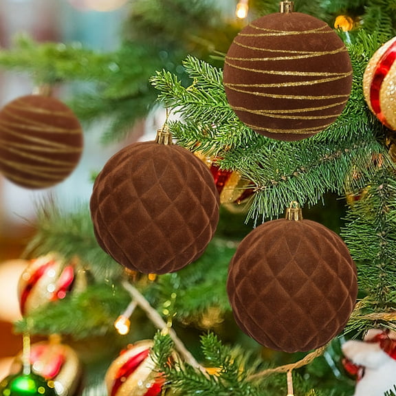 Christmas Ball Ornaments for Christmas Tree Decoration 10cm2pcs Christmas Balls Set Gift Box Boutique Flocking Balls Christmas Tree Hanging Decorations Christmas Gifts