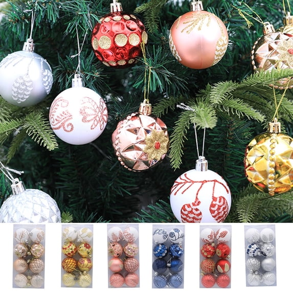 Christmas Ball Ornaments for Christmas Tree Decoration 8-Pack 6cm Christmas Multi-Pattern Painted Ball Ornament Set Decorative Hanging Pieces Christmas Decor