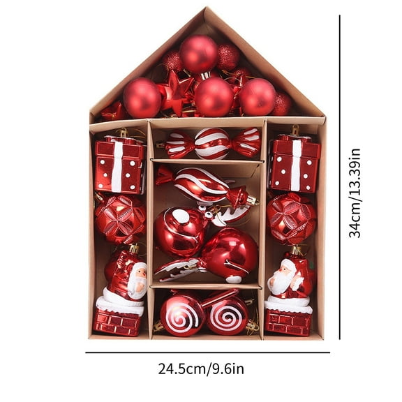 Christmas Ball Ornaments, Christmas Tree Decorations, 25PCS 2.36 Inch Shatterproof Plastic Christmas Bulbs for Holiday Party Decor, Red Durable Lightweight Balls