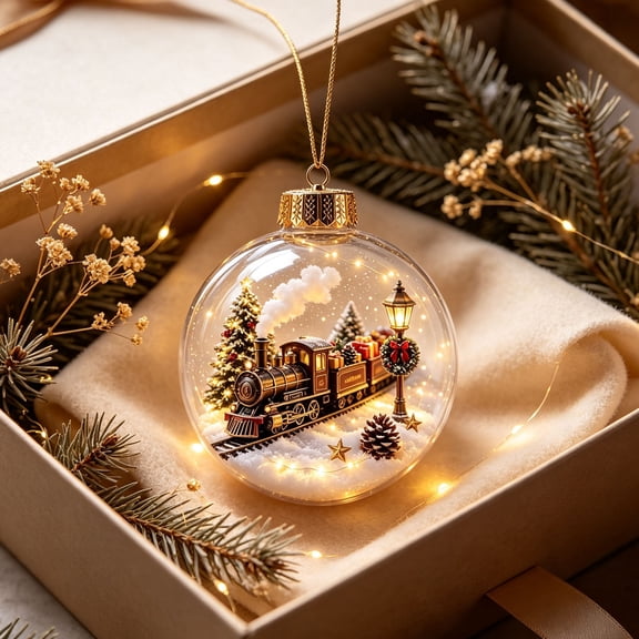 Christmas Ball Ornaments Clear Glass Look Miniature Holiday Scene Hanging Baubles Xmas Tree Party Home Decor