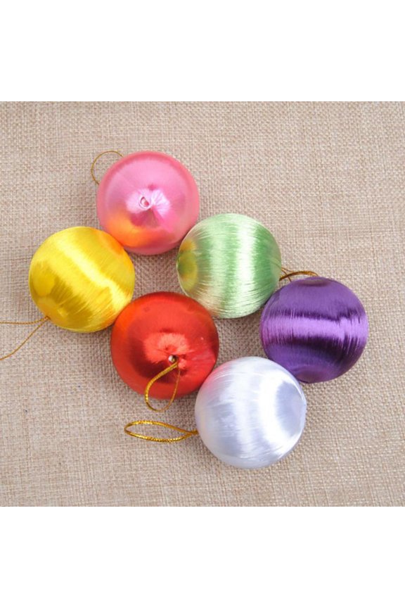 Christmas Ball Ornaments Colored Silk Thread Balls Christmas Snowball Pendant Christmas Tree Decoration,6pcs