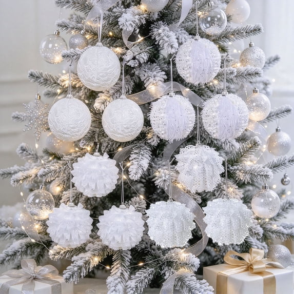 Christmas Ball Ornaments, Decorative Hanging Baubles with Lace Inspired ...