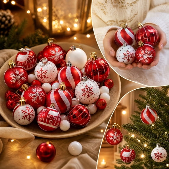 Christmas Ball Ornaments Glitter Christmas Tree Decorations Hanging Pendants Decor for Holiday Party Decor