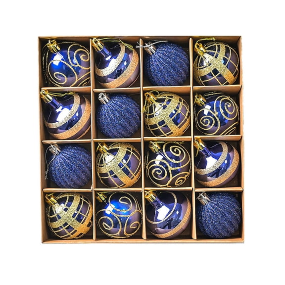 Christmas Ball Ornaments, Glitter Rhinestone Navy Blue, 16 Pieces 2.4 Inch Shatterproof Hanging Decorations, for Xmas Tree Holiday Party Wedding Home Fireplace Mantel Decor