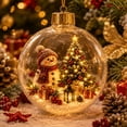 thumbnail image 1 of Christmas Ball Ornaments, Light-Up Snowman and Gift Scene Bauble, Warm LED Hanging Decor for Tree and Holiday Displays, 1 of 5