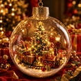 thumbnail image 1 of Christmas Ball Ornaments, Light-Up Train and Tree Scene Bauble, Warm LED Glowing Hanging Decor for Holiday Displays, 1 of 5