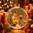 thumbnail image 1 of Christmas Ball Ornaments, Light-Up Village Snowman Scene Bauble, Warm LED Hanging Decor for Tree and Mantel Displays, 1 of 5