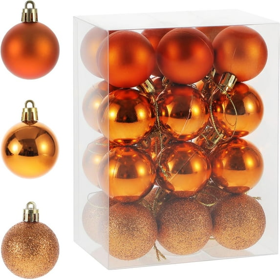 Christmas Ball Ornaments,Pre-Strung Christmas Tree Decorations,Holiday Hanging Balls-3 Style Shatterproof Plastic Christmas Ornaments Set of 24pcs