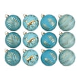 thumbnail image 1 of Christmas Ball Ornaments Set of 12, Blue Shatterproof Xmas Baubles with Gold Patterns, Turquoise Tree Decorations in a Gift Box for Holiday Decorating - Style C, 1 of 6