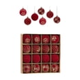 thumbnail image 1 of Christmas Ball Ornaments Set – 16pcs Flocked Holiday Decorations – Soft Texture Assorted Christmas Tree Baubles for Home & Party Décor, 1 of 5