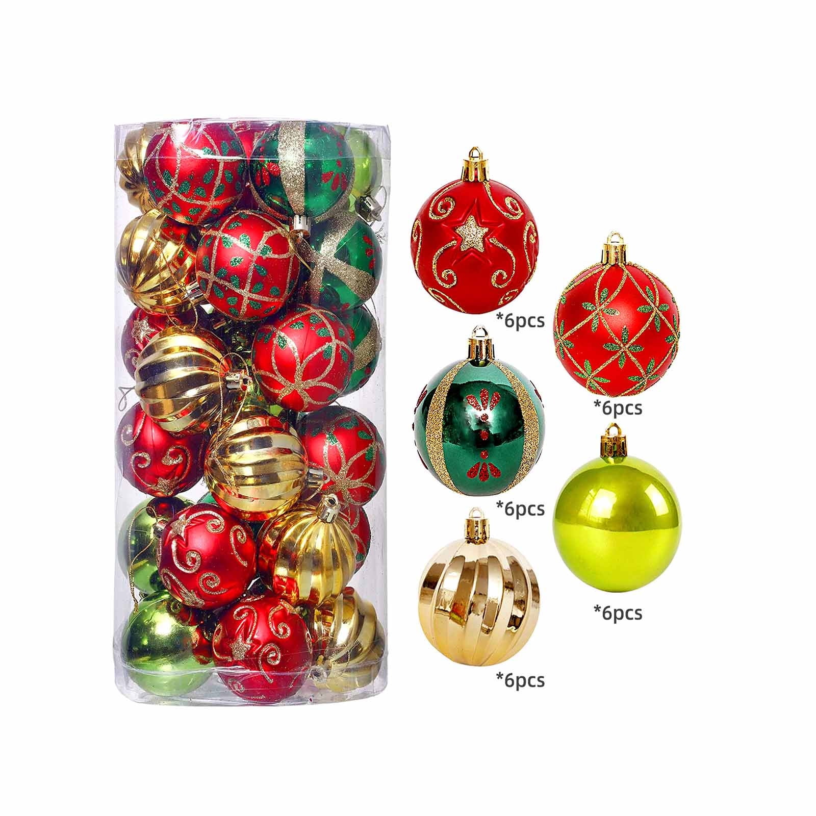 Multicolor Shatterproof Christmas Ball Ornament Set, 30 Pieces