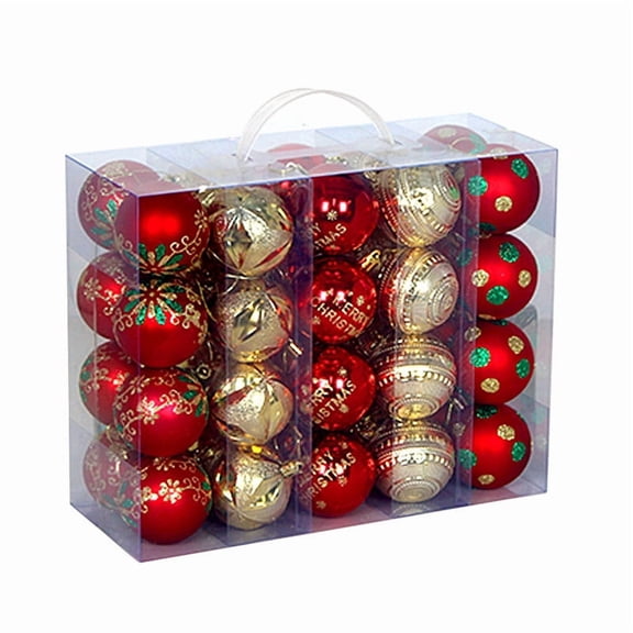 Christmas Ball Ornaments Set 40 Pcs Red & Gold Electroplated Plastic Baubles with Hanging Loops Shatterproof Holiday Tree Decorations