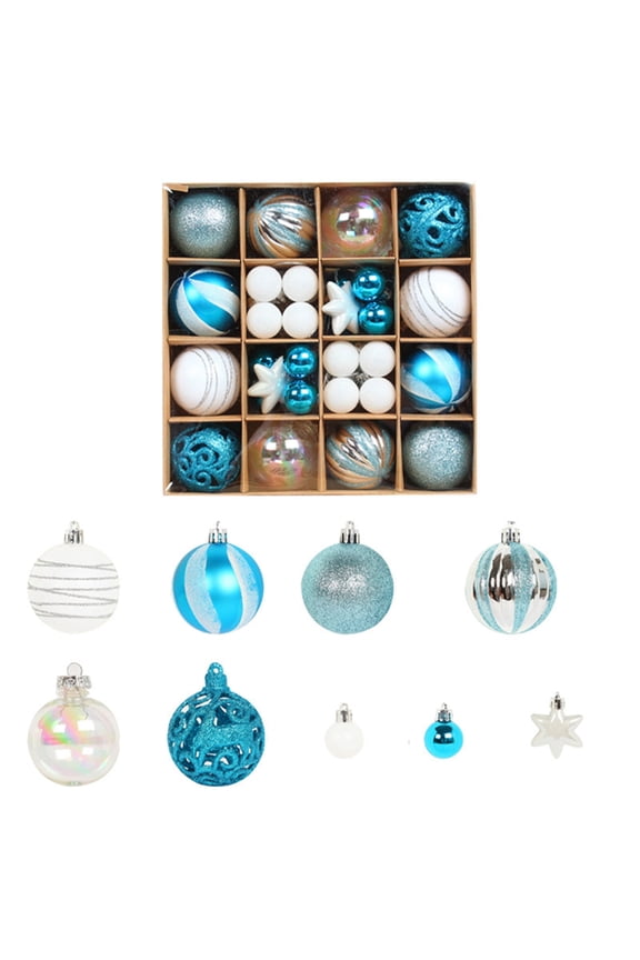 Christmas Ball Ornaments Set 42pcs ,Christmas Tree Decorations Indoor Blue and Silver 2.4" Ball