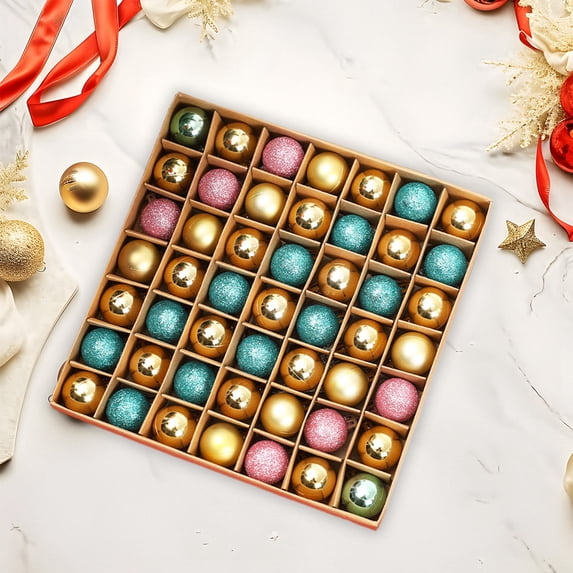 Christmas Ball Ornaments Set, 49 Piece Bright Electroplated Baubles, 3cm Hanging Tree Decorations, Festive Holiday Scene Decor for Home Party Display