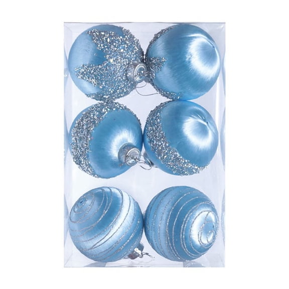 Christmas Ball Ornaments Set 6PCS Satin Silk Thread Glitter Balls, Shatterproof Foam Hanging Decorations for Xmas Tree Wreath Garland, Wedding Holiday Party Craft Supplies 2.36Inch