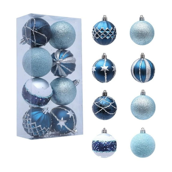 Christmas Ball Ornaments Set – 8-Piece Shatterproof Plastic Baubles, Multicolor Hanging Ornaments with Multiple Styles for Tree, Party & Holiday Decorations