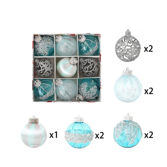 Christmas Ball Ornaments Set – 9PCS Shatterproof Plastic Baubles with Assorted Textures, Hanging Loops for Tree, Party, Holiday & Home Decor
