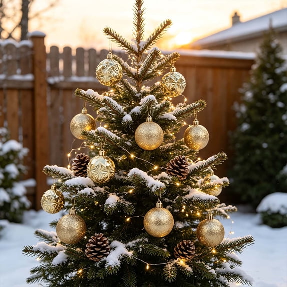Christmas Ball Ornaments Set, Shatterproof Baubles for Tree Decor, Assorted Hanging Decorations for Holiday Parties