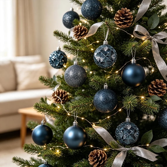 Christmas Ball Ornaments Set, Shatterproof Baubles for Tree Decor, Assorted Hanging Decorations for Holiday Parties