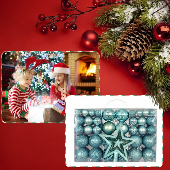 Christmas Ball Ornaments Set,Xmas Decorative Balls Hanging Ornaments,101PCS Christmas Ball Ornaments,Christmas Tree Decoration,Holiday Multiple Ornaments For Christmas Trees Party Ball Decoration