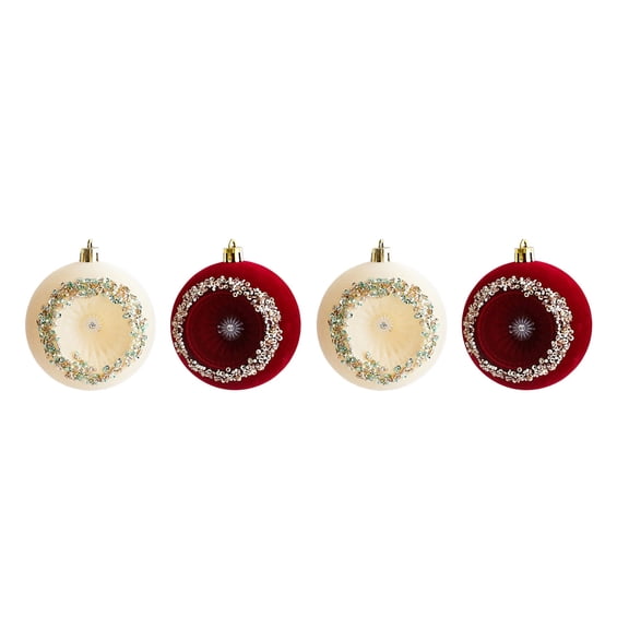 Christmas Ball Ornaments – Set of 4 Painted Plastic Baubles with PVC Storage Box – Colorful Hanging Tree Decorations for Holiday Home Décor
