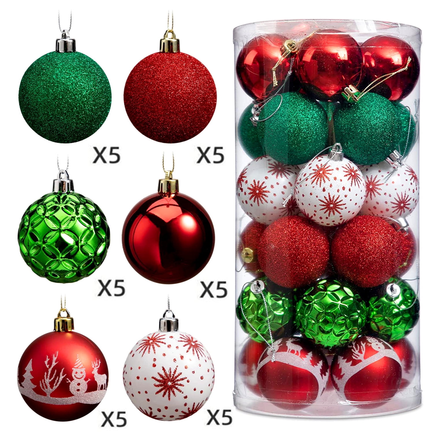 Christmas Ball Ornaments Shatterproof 30pcs 2.36" Christmas Tree