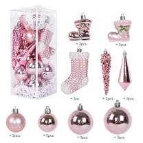 Christmas Ball Ornaments Shatterproof Bulk,21ct Christmas Tree Ornaments Set,Pink Shatterproof Christmas Balls Decorations,Xmas Decorative Hanging Ornaments for Tree Holiday Wedding Party Decorations