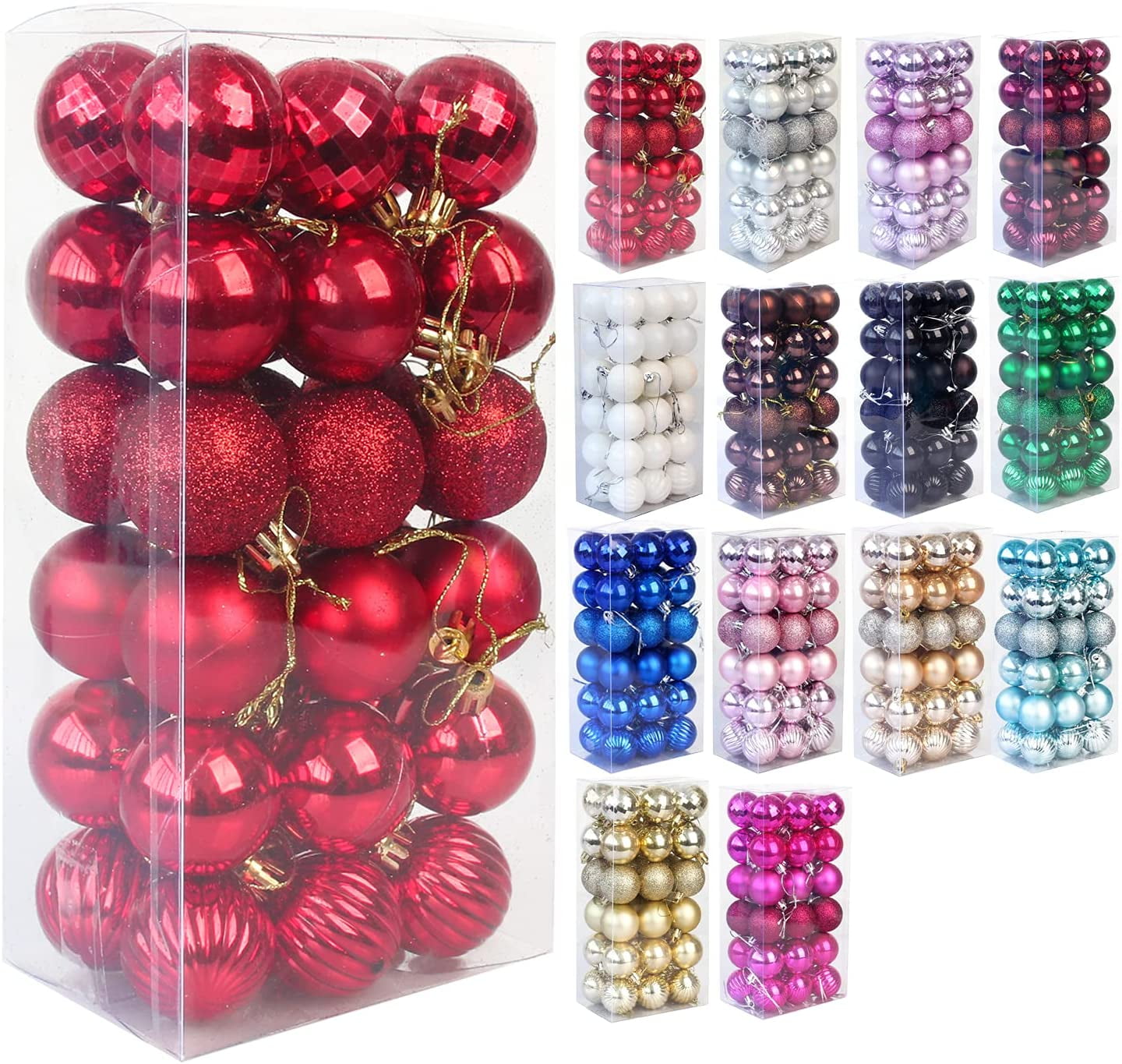 Wovilon Christmas Ball Ornaments - 36pcs Shatterproof Plastic