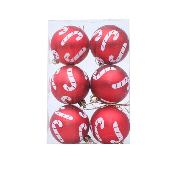 Christmas Ball Ornaments Shatterproof Large Plastic Hanging Ball Decorative Baubles Set with Candy Cane Print Decorations for Xmas Tree Home Party Decor (2.4inch, Red)