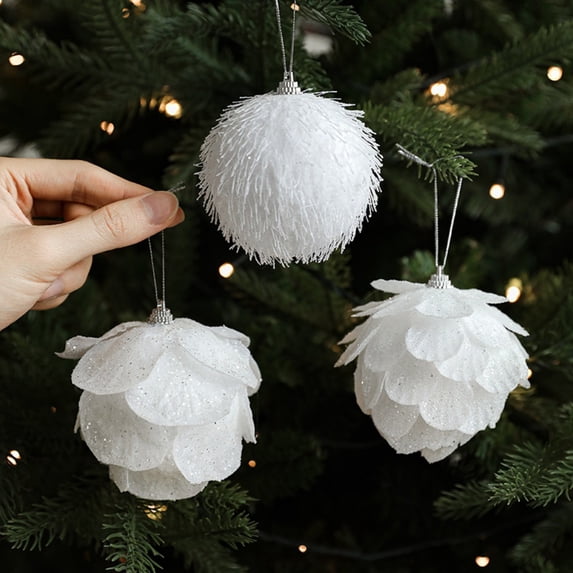 Christmas Ball Ornaments White Shatterproof Clear Large Plastic Christmas Tree Decoration, Delicate Hanging Ornaments for Xmas Party, Wedding, Holiday and Home Decor(80mm/3.14"),1Pcs