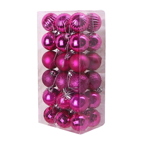Christmas Ball Ornaments for Christams Decorations - 36 Pcs Xmas Tree Shatterproof Ornaments with Hanging Loop for Holiday Party Decor, Rose Red