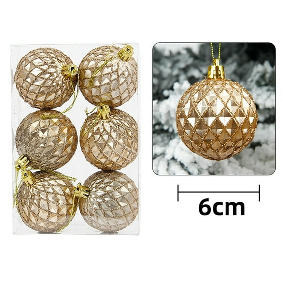 RXMEKW Christmas Tree Decorations Christmas Ball Pendant, Decorative Shatterproof Christmas Tree Charm, 60Mm Christmas Ball Ornament Set, Contains 6 Pieces